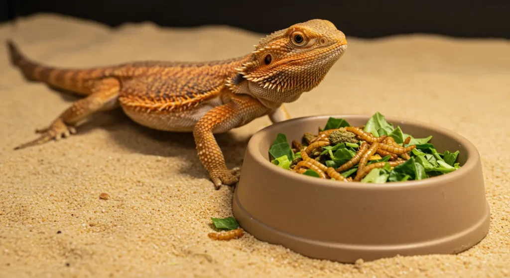 Bearded dragon ignoring food bowl during appetite loss