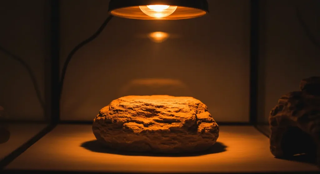 Healthy bearded dragon basking on ideal rock setup showing do bearded dragons need a basking rock benefits