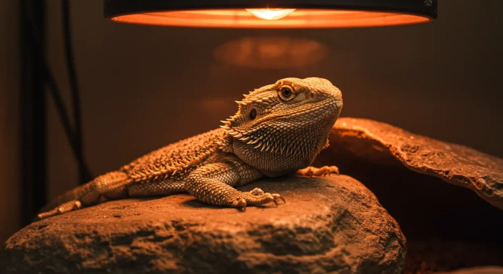 Temperature gradient setup illustrating do bearded dragons need a basking rock for heat control