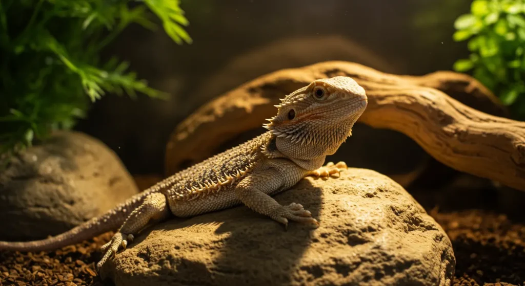 Bearded dragon showing signs of dietary imbalance from overfeeding kale