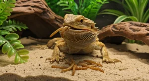 Bearded dragon eating worms as part of its diet